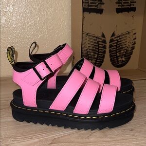 Dr. Martens Neon Pink Platform Fisherman Sandals